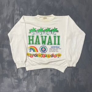 Vintage 1991 Hawaii Rainbow Warriors Sweatshirt Men M White University of Hawaii